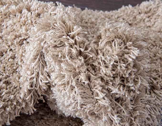 Unique Loom Solid Shag Collection Area Rug (2' 6" x 19' 8" Runner, Taupe)