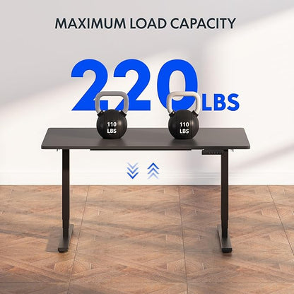 FlexiSpot E6 3-Stage Dual Motor Electric Standing Desk 48 x 30 Sit Stand Up Desk, Holds 220 lbs, Adjustable Height w/ Memory Presets, One-Piece Black Desktop & Black Frame, Ships in 2 Boxes