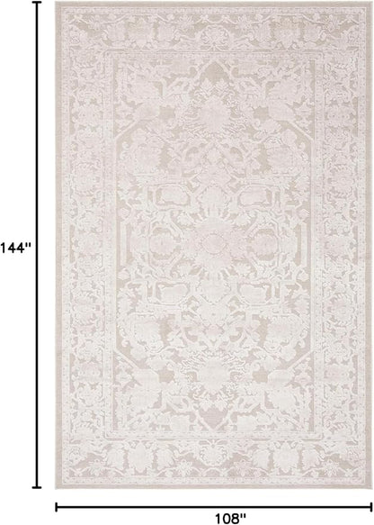 SAFAVIEH Area Rug 9x12 - Reflection Collection - Large - Cream & Ivory, Non-Shedding & Easy Cleaning, Ideal for Living Room, Bedroom, Dining Space (RFT665D)