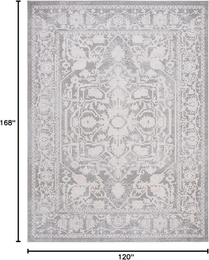 SAFAVIEH Area Rug 10x14 - Reflection Collection - Large - Light Grey & Cream, Non-Shedding & Easy Cleaning, Ideal for Living Room, Bedroom (RFT665C)