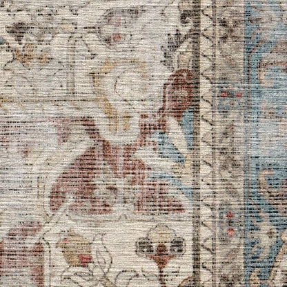 RUGGABLE Washable Vintage Area Rug – Kamran Coral 8x10, Stain-Resistant, Non-Slip – Large Machine Washable Rugs for Living Room, Bedroom, Hallway, Entryway & Office–with Standard Pad