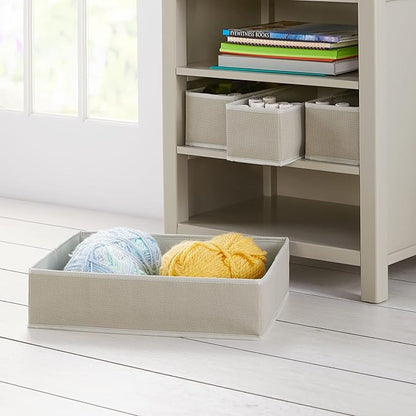 Martha Stewart Crafting Kids' Open Storage - Gray: Wooden Shelving with Bins for Art Supplies, Single-Sided Organization with Compartments
