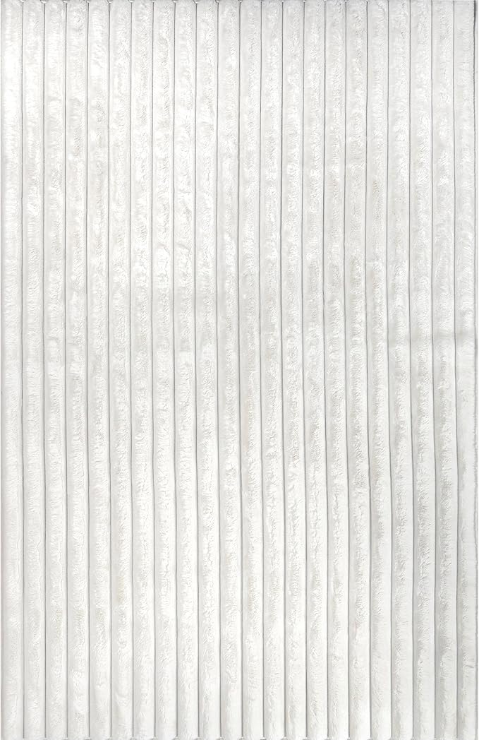 nuLOOM 7'6" x 9'6" Cozy Plush Area Rug, Machine Washable, Non-Slip, Soft Fluffy Shag Carpet for Living Room Bedroom Kids Room Nursery Home Decor, Kai White