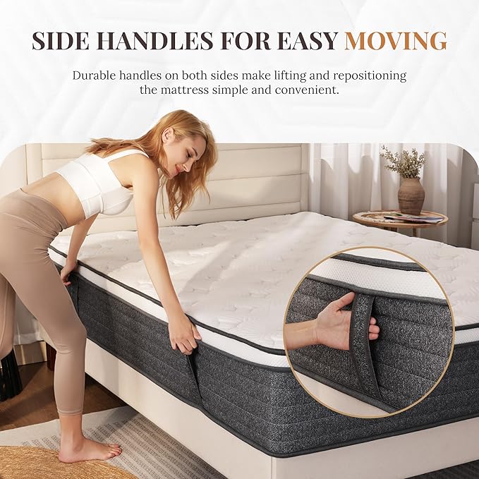 CH CHARME HOUSE King Size Mattress, 10 Inch Hybrid Mattress King Size, Medium Feel Foam and Individual Pocket Springs, Extra Edge Support, Pressure Relief, CertiPUR-US