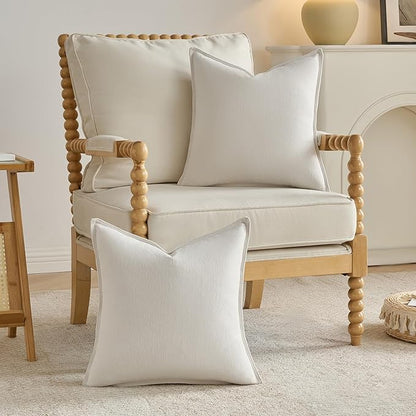 FUTEI Cream White Chenille Throw Pillow Covers 12x20 Inch Set of 2,Edges Double-Stitched Lumbar Pillow Cases,Modern Home Decor for Couch Living Room