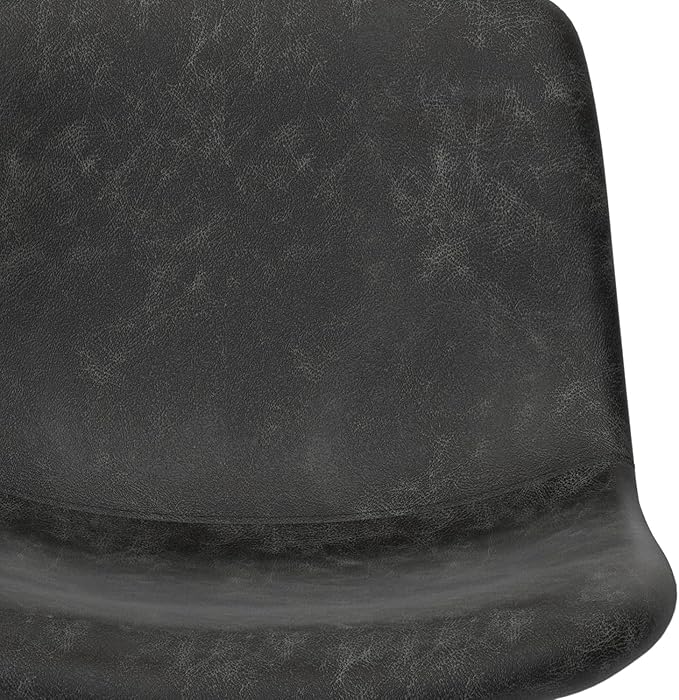 SIMPLIHOME Jolie Contemporary 24 inch Counter Height Stool (Set of 2) in Distressed Charcoal Grey Vegan Faux Leather for the Dining Room and Kitchen