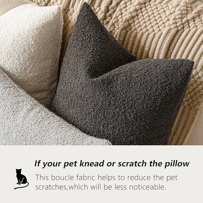 Foindtower Pack of 2 Textured Boucle Throw Pillow Covers Accent Solid Decorative Pillow Cases Cozy Woven Couch Cushion Case for Sofa Bedroom Living Room Home Decor, 20 x 20 Inch,Dark Brown