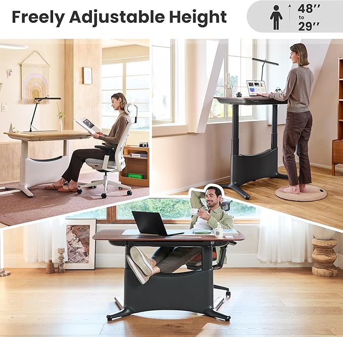COLAMY Electric Standing Desk, Whole-Piece Gaming Desk with Dual Motors, Ergonomic Footrest, Drawers for Storage, Adjustable Height Sit-Stand Desk for Home Office (MFC Desktop, Light Maple + White)