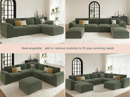 EASE MOOSE Oversized Sectional Modular Sofa,Large U Shape Sectional Couch Wide Deep Seat Modular Cloud Couch,Removable Cover