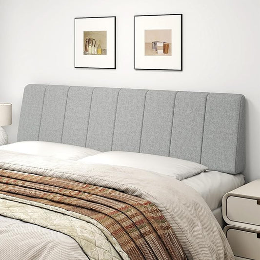King Size Headboard Only-No Assembly, Upholstered Headboard King Size Linen Fabric Modern Style Headboards for Adjustable Bed Extra-Thick, Light Gray