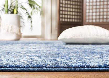 SAFAVIEH Area Rug 10x14 - Evoke Collection - Large - Navy & Ivory, Distressed Design, Non-Shedding & Easy to Clean, Ideal for Living Room, Bedroom, Dining Space (EVK256A)