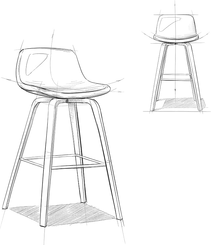 SIMPLIHOME Randolph Mid Century Modern 28 inch Bentwood Counter/ Bar Height Stool (Set of 2) in Stone Grey Vegan Faux Leather for the Dining Room and Kitchen