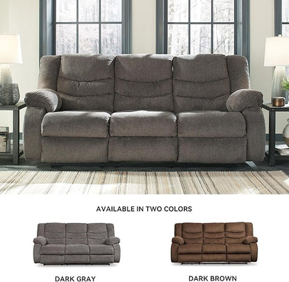 Signature Design by Ashley Tulen Modern Manual Pull Tab Reclining Sofa, Dark Gray