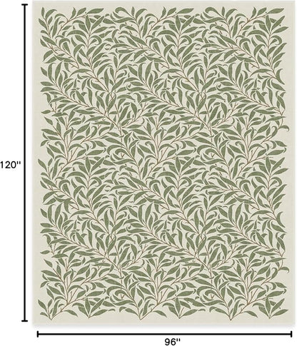 RUGGABLE x Morris & Co Machine Washable Area Rug – Pure Willow Boughs Green 8x10, Stain-Resistant, Non-Slip – Large Rugs for Living Room, Bedroom, Hallway, Entryway & Office–with Cushioned Pad