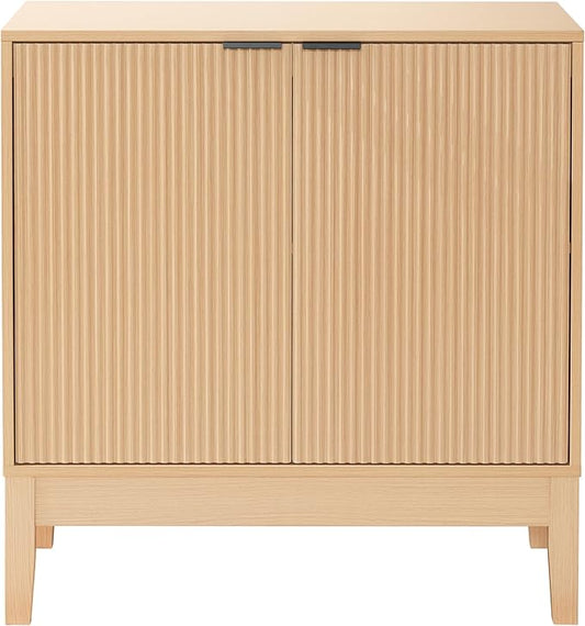 Best Choice Products 2-Door Modern Storage Cabinet, Buffet, Sideboard, Media Cabinet, Cupboard, Entryway Accent Table, Bookcase w/Reeded Panels and Adjustable Shelves – Natural