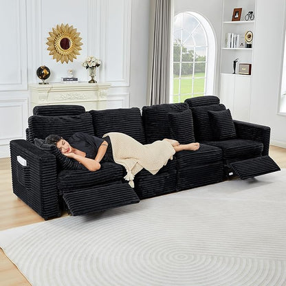 ORRD Modern Armless Power Recliner Sofa Seat for Modular Sectional Couch for Living Room-Black