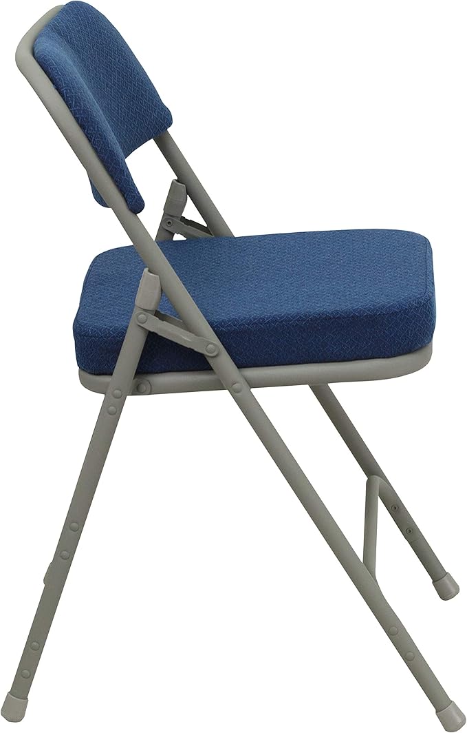 Flash Furniture HERCULES Series Premium Curved Triple Braced & Double Hinged Navy Fabric Metal Folding Chair