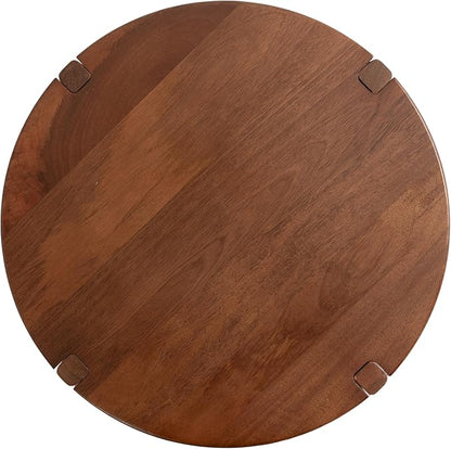 Kate and Laurel Kroscove Modern Geometric Mango Wood Round Side Table, 18 x 18 x 24, Walnut Brown, Transitional Wood End Table for Use as Bedroom Nightstand or Living Room Decor Piece