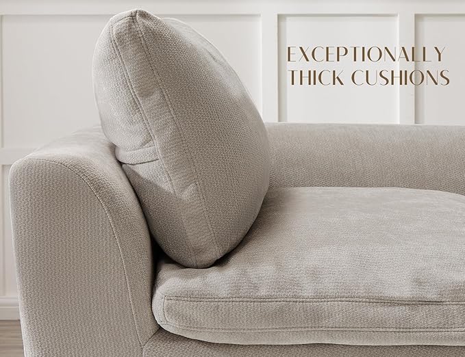 110" Cloud Sectional Couches for Living Room, Boneless U Shaped Couch with Ottoman, 3 Seater Modular Sectional Sofa, Light Grey