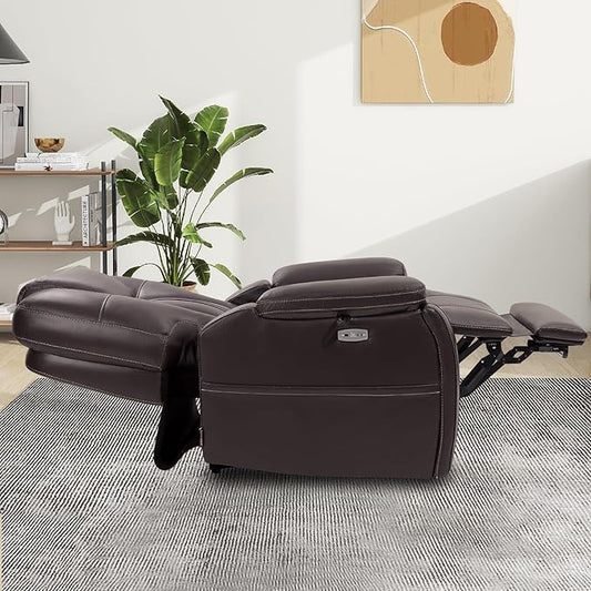 EONIX Triple Motor Lay Flat Power Lift Recliner Chair for Elderly with Adjustable Headrest, 400lbs Electirc Lift Chair for Living Room, Lumbar Pillow, Extended Footrest, Dark Brown