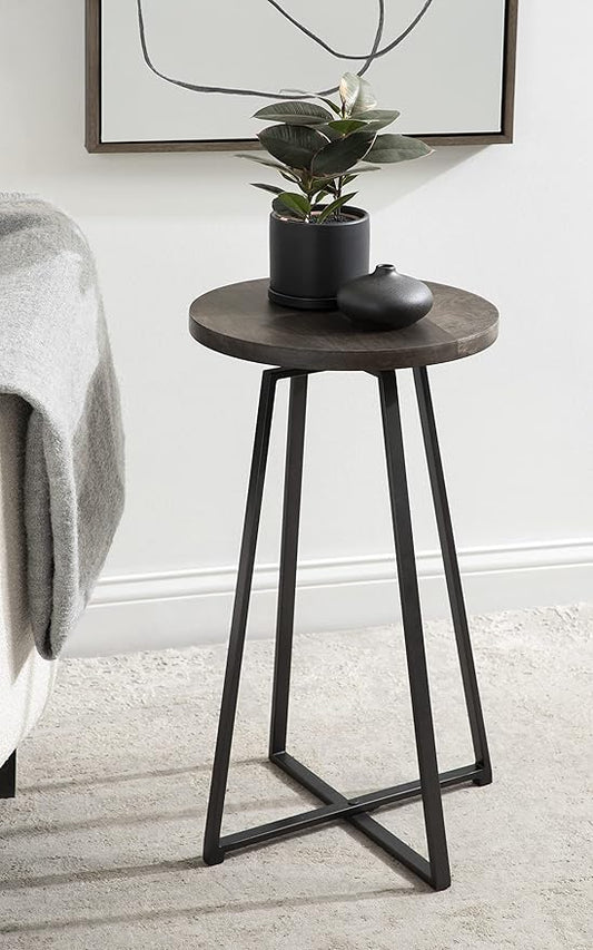 Kate and Laurel Zia Round Side Table, 15x15x26, Gray
