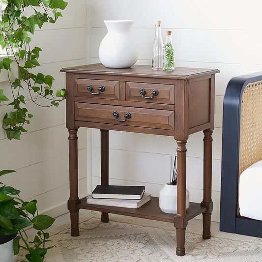 SAFAVIEH Home Collection Primrose Brown 3-Drawer Console Table