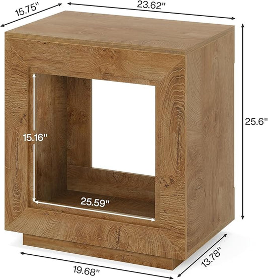 Tribesigns Rustic Wood End Table, 2 Tiered Square Side Table with Storage Shelf, Industrial Sofa Side Table for Living Room, Entrance (1, Natural)