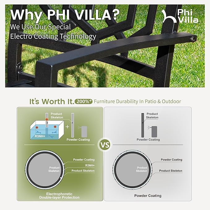 PHI VILLA Set of 6 Stackable Wrought Iron Patio Dining Chairs, Portable Black Outdoor Bistro Deck Metal Chairs, Support 300 lbs, Ideal for Garden, Backyard, Lawn
