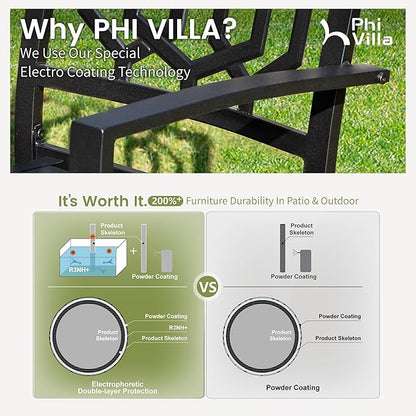 PHI VILLA Set of 6 Stackable Wrought Iron Patio Dining Chairs, Portable Black Outdoor Bistro Deck Metal Chairs, Support 300 lbs, Ideal for Garden, Backyard, Lawn