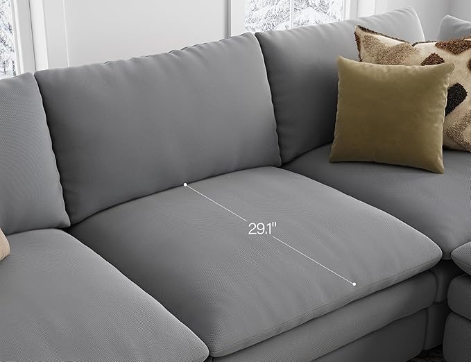 Sectional Couches for Living Room U Shaped Cloud Couch with Ottoman Deep Plush 5 Seats Sofa Modern Sofa for Apartment