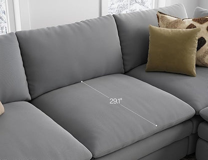 Sectional Couches for Living Room U Shaped Cloud Couch with Ottoman Deep Plush 5 Seats Sofa Modern Sofa for Apartment