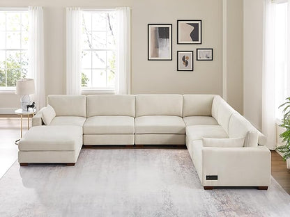 VANOMi Large Modular Sectional Sofa, Oversized Couch with Charging Station, Cloud Couch Deep Seat Sofa with Thick Cushion, Convertible Sectional Couches for Living Room Office Apartment