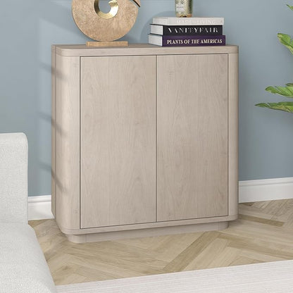 Henn&Hart 32" Wooden Accent Cabinet, Modern Sideboard Buffet Cabinet with Adjustable Shelf for Living Room, Dining Room, Bedroom or Entryway, Alder White