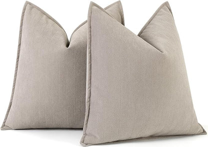 ZWJD Gray Pillow Covers 22x22 Set of 2 Chenille Pillow Covers with Elegant Design Soft and Luxurious Decorative Throw Pillows for Couch, Bed, and Home Decor