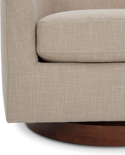 CHITA Swivel Accent Chair, FSC Certified Upholstered Fabric Barrel Chair for Living Room Set of 2, Fully Assembled, Flax Beige