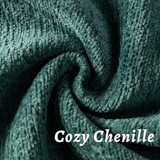 Green Decorative Throw Pillow Covers 16x16 Inch Set of 2 Cozy Soild Chenille Cushion Cases Soft Textured Square Couch Pillows Cover Boho Accent Farmhouse Pillowcases for Sofa Bed