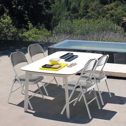 6 Pack Folding Chairs with Padded Seats, Padded Folding Chair with Steel Frame for Events Home Office, Pu Leather Folding Chair Grey