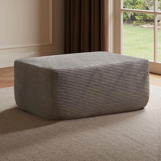 Removable Ottoman Can be Footrest Or Side Table, Idea for Living Room Bedroom Balcony(Corduroy Fabric, Grey)