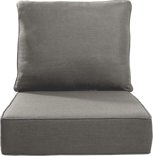 Luxury 22x24/22x25 6-Inch Outdoor Cushions - Water Resistant 1 Set Patio Replacement Seat Cushion for Rattan Mental Wicker Dining Rocking Swivel Chairs Loveseat Couch Sectional Sofa - Grey