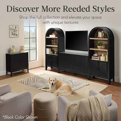 Best Choice Products 2-Door Modern Storage Cabinet, Buffet, Sideboard, Media Cabinet, Cupboard, Entryway Accent Table, Bookcase w/Reeded Panels and Adjustable Shelves – Natural