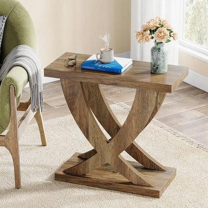 Tribesigns End Table for Living Room with Cross Fishtail Support Set of 2, Side Table and Farmhouse Accent Furniture for Small Spaces (2)