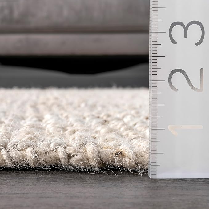 nuLOOM Ashli Solid Farmhouse Jute Runner Rug, 2' 6" x 6', Off-white