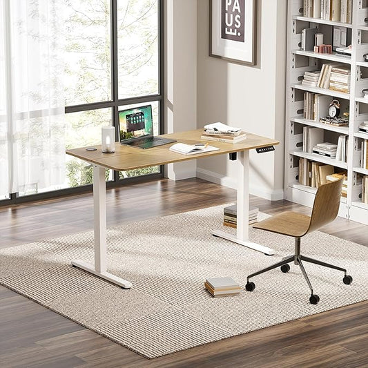 Electric Standing Desk 63 x 24 Inches, Height Adjustable Sit Stand Home Office Computer Desk with Memory Presets,Wood Color