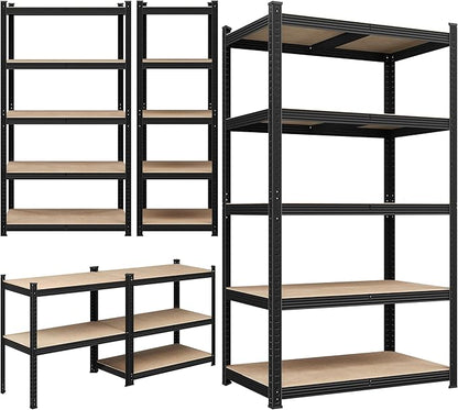 Yaheetech Standing Shelf Units, 5 Tier Storage Shelf, Heavy Duty Shelving, Adjustable Garage Shelves, Utility Rack Shelf Unit, Basement Warehouse Shed, 35.5" Wx 16" D x 71" H - Black