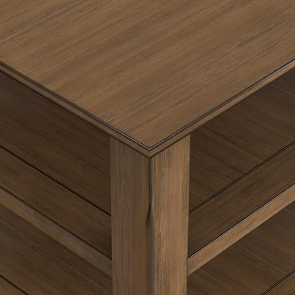 SIMPLIHOME Acadian SOLID WOOD 19 Inch Wide Square Transitional End Table in Rustic Natural Aged Brown, For the Living Room and Bedroom