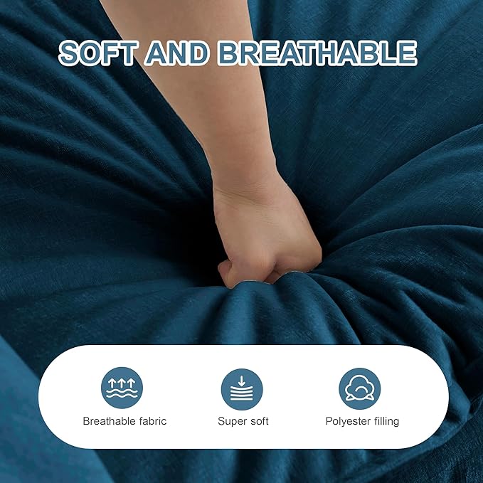Modular Sectional Sofa, 146.5 Inch L-Shaped Cloud Sofa with Deep Seat Chenille Sofa with Cushions, Four Seater Sectional Sofa for Living Room Apartment,Blue