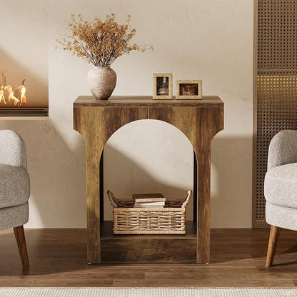 Tribesigns Wood End Side Table with Storage Space for Living Room, Narrow Nightstand for Bedroom, Brown