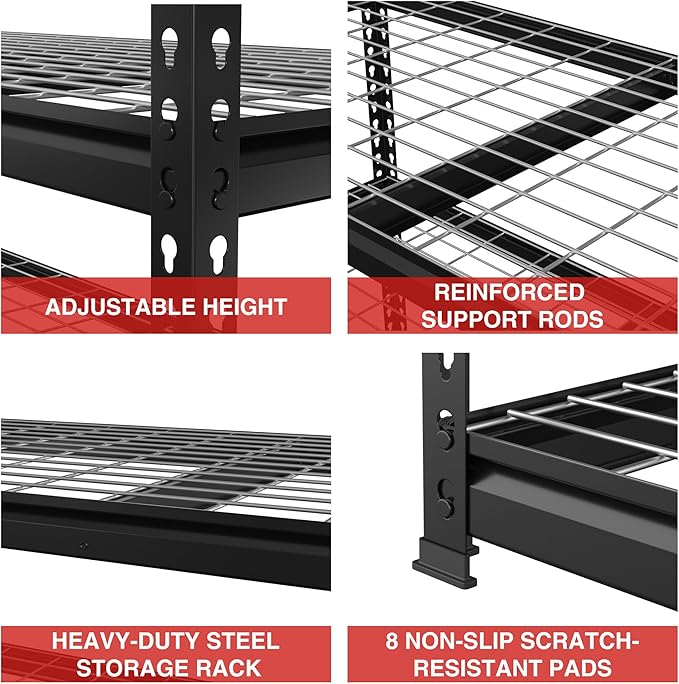 WORKPRO 4000LBS Heavy Duty Shelving, 48”W x 24”D x 72”H, 5-Tier Storage Shelves, Adjustable Metal Shelving, Garage Shelving for Basement, Warehouse, Workshop