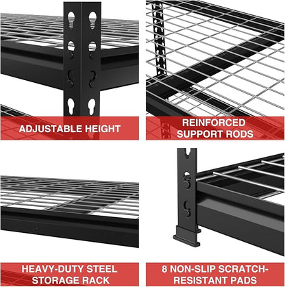 WORKPRO 5-Tier Metal Shelving Unit, 48”W x 24”D x 72”H, Heavy Duty Adjustable Garage Shelving, 4000 lbs Load Capacity (Total), Storage Rack for Garage, Basement, Warehouse, Workshop, 2 Pack