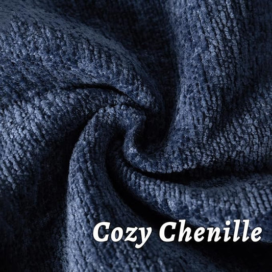 Navy Blue Decorative Throw Pillow Covers 22x22 Inch Set of 2 Cozy Soild Chenille Cushion Cases Soft Textured Square Couch Pillows Cover Boho Accent Farmhouse Pillowcases for Sofa Bed
